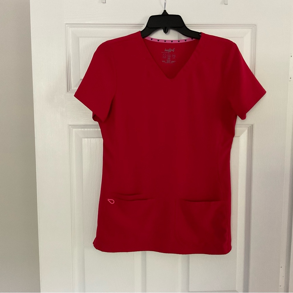 Red Heart Soul scrub top